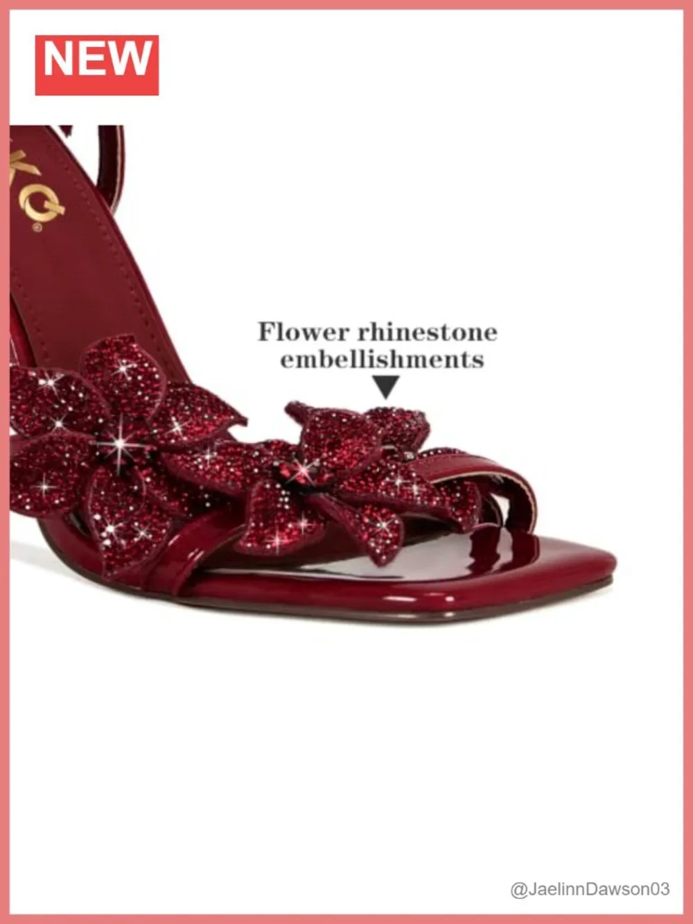 Rhinestone Flower Stiletto Heels Sandals Women Patent Leather Ankle Strap